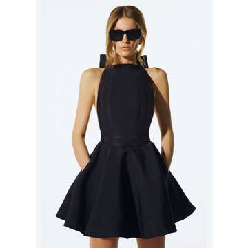 Halter Bow-Back Flare Mini Dress